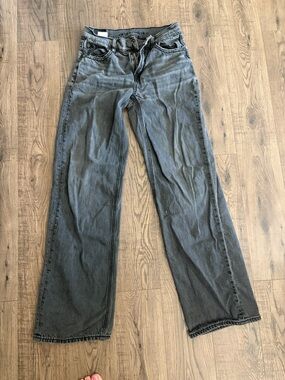 Black Washed Straight-Leg Jeans